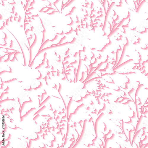 Vector Floral 3d Seamless Pattern Background. For wedding and Invitation cards decoration