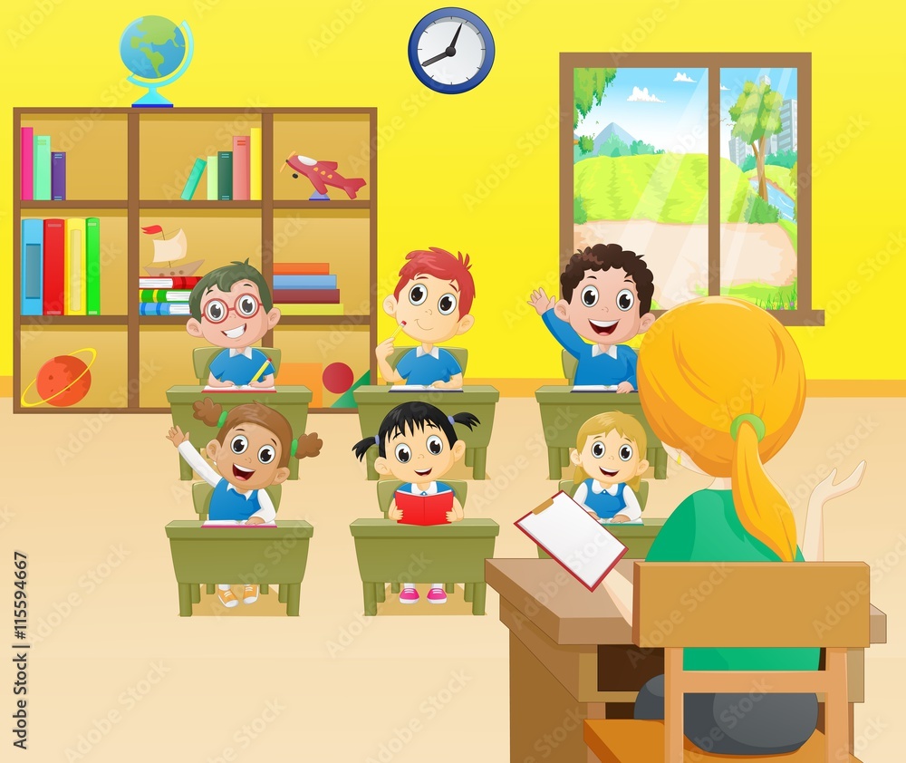 Teacher teaching a lesson in class at the elementary school Teacher teaching a lesson in class at the elementary school