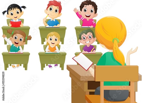Teacher teaching a lesson in class at the elementary school