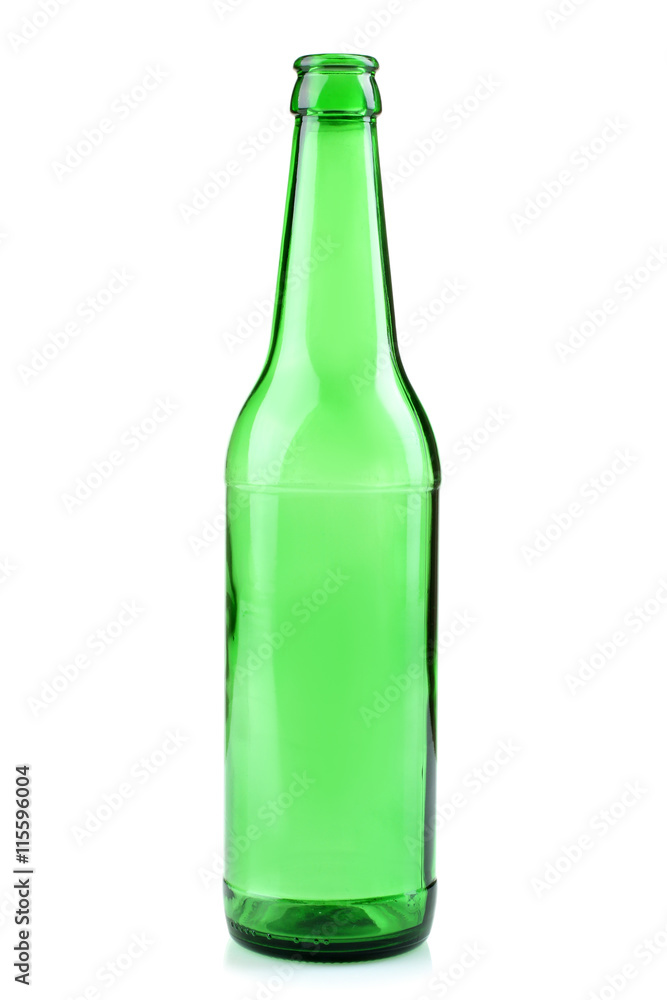 green glass bottle on white isolated background green glass bottle on white isolated background