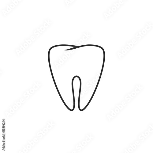 Tooth vector icon line art outline style, sketch of tooth, element of dental logo isolated on white background