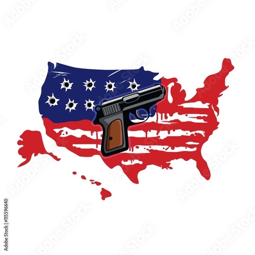 American Flag Map With Bullet Holes Vector