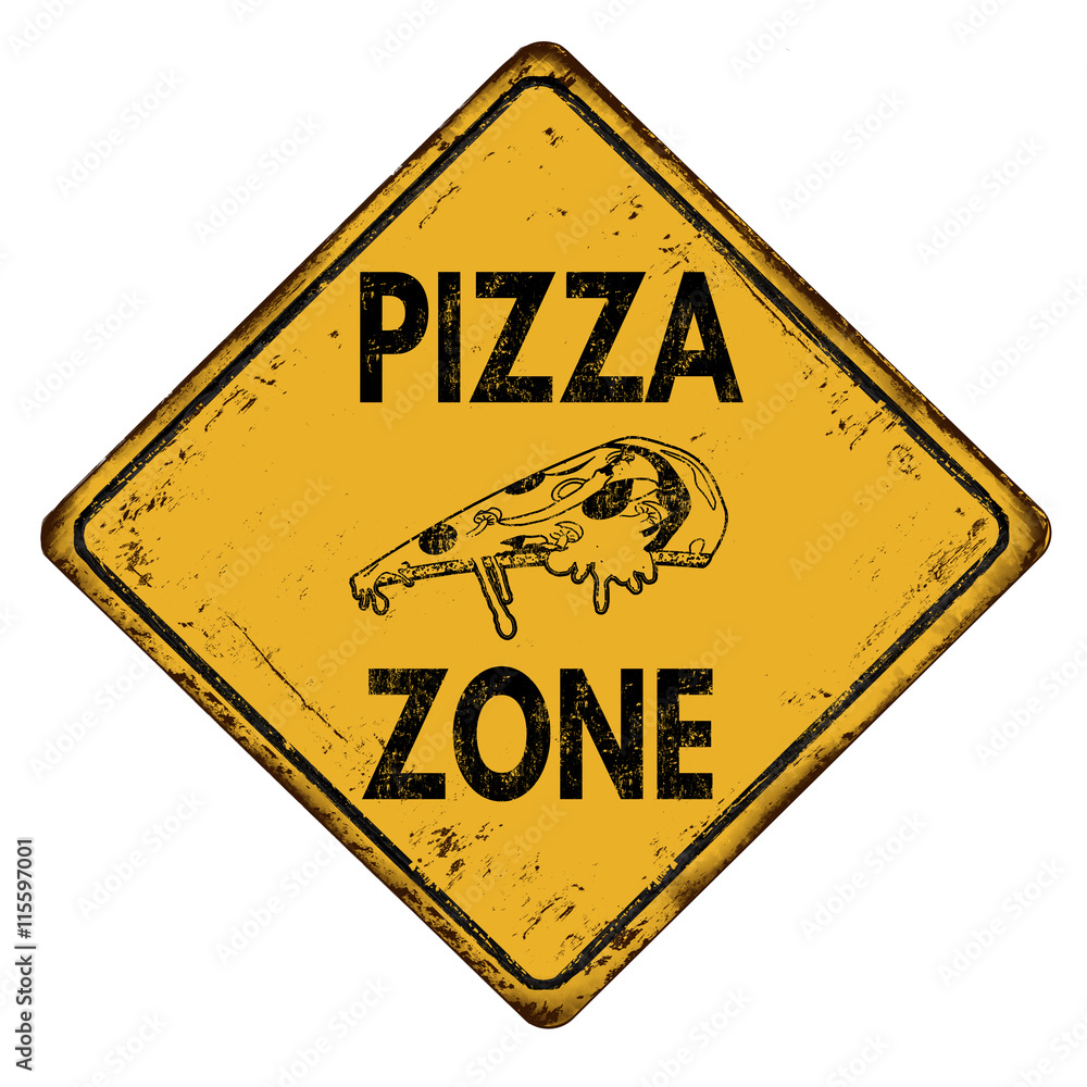Pizza zone vintage rusty metal road sign Stock Vector Adobe Stock