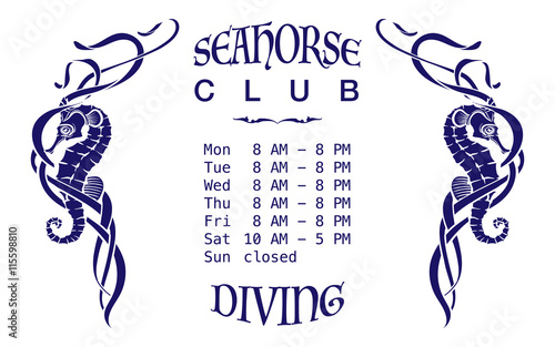 Dark blue seahorses on white