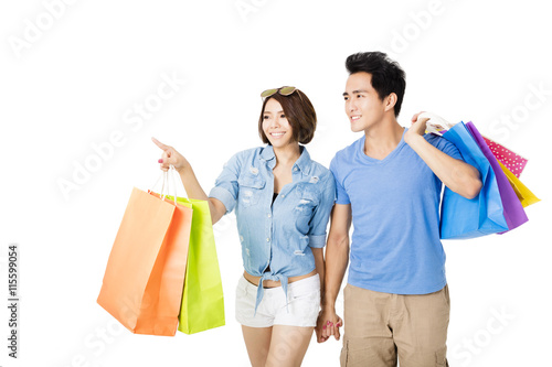 happy young Couple with shopping bags