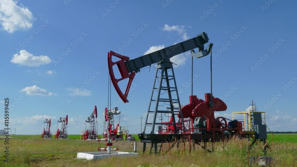 working oil pumps in a row at sunny day, 4k
working oil pumps in a row at sunny day, 4k