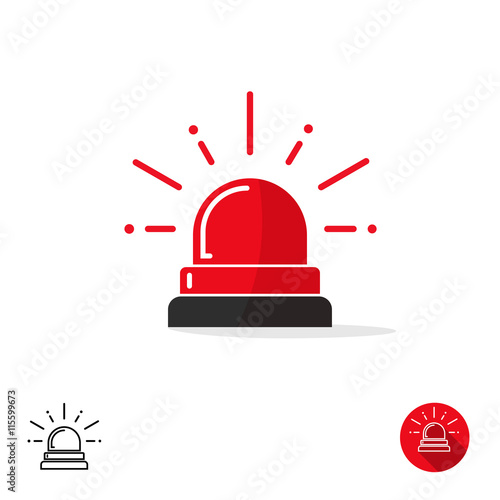 Emergency icon isolated on white background, ambulance siren light, police car flasher, red alert logo vector illustration photo