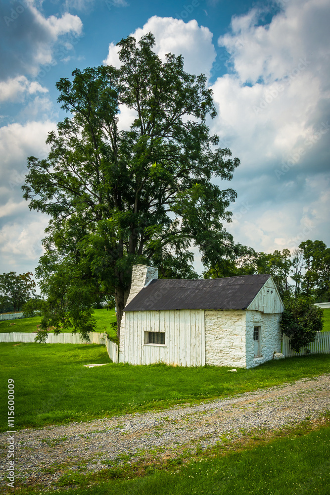 Historic farm buildings at Antietam National Battlefield, Maryla