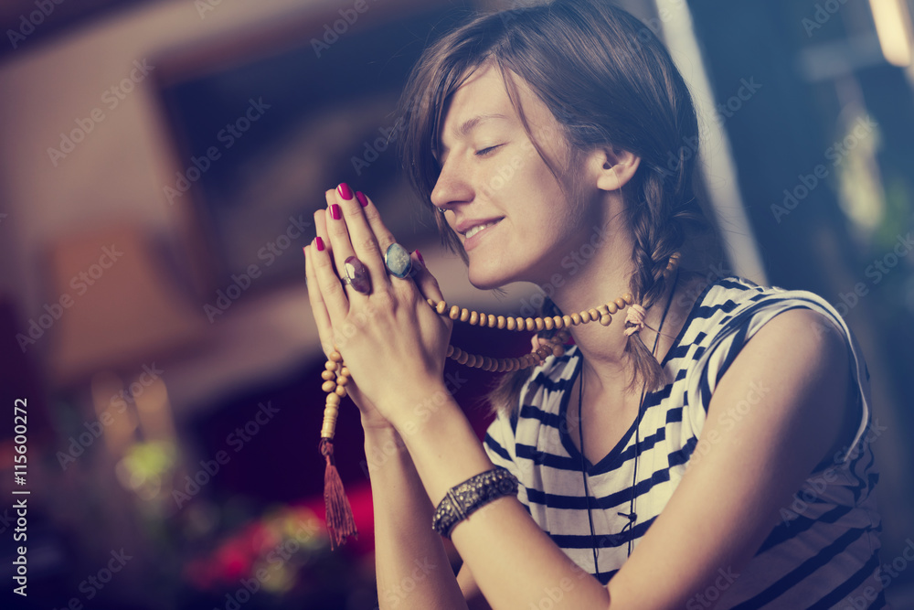 Young woman practicing yoga.
Young woman practicing yoga.