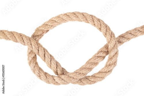 Visual material or guide on execution of  Overhand knot . Isolated on white background. Illustration for a survival guide.