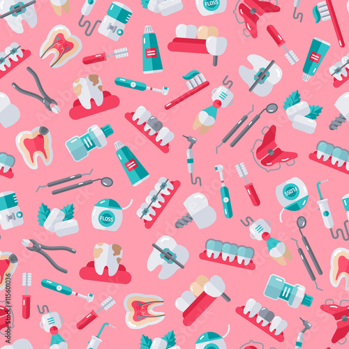 Seamless Dentist Pattern on Pink Background