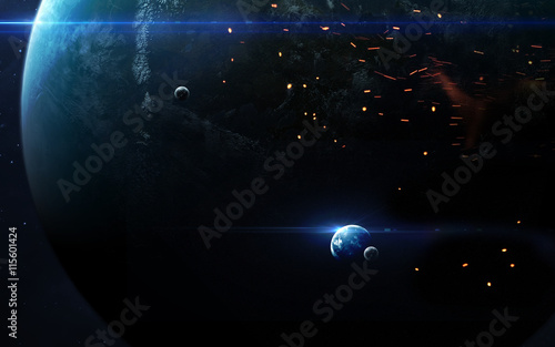 Universe scene with planets, stars and galaxies in outer space showing the beauty of exploration. Elements furnished by NASA