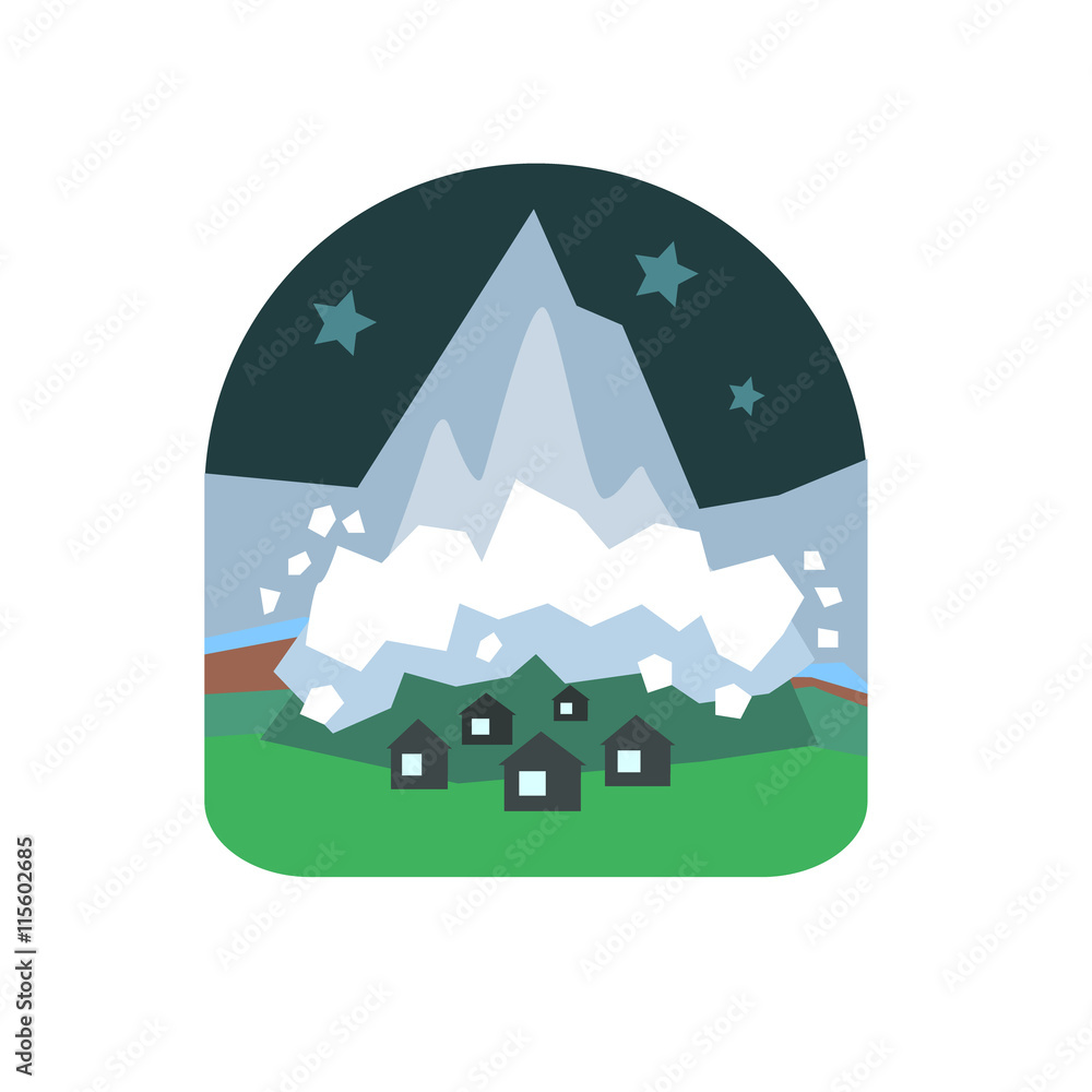 Avalanche Falling Down On Village Natural Force Sticker Avalanche Falling Down On Village Natural Force Sticker