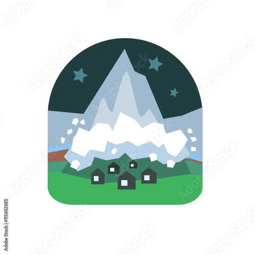 Avalanche Falling Down On Village Natural Force Sticker