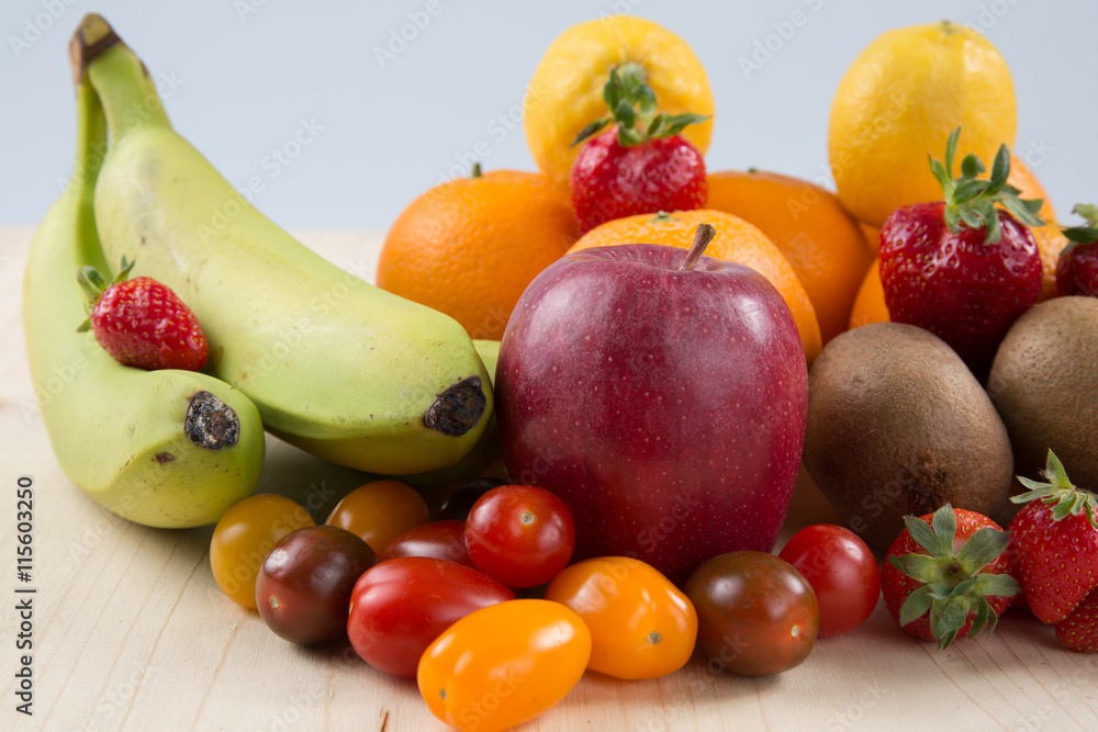 Mix fruits background.Healthy eating, dieting concept, clean eating.
