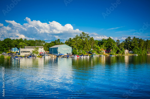 Marina along Winnisquam Lake, in Laconia, New Hampshire.