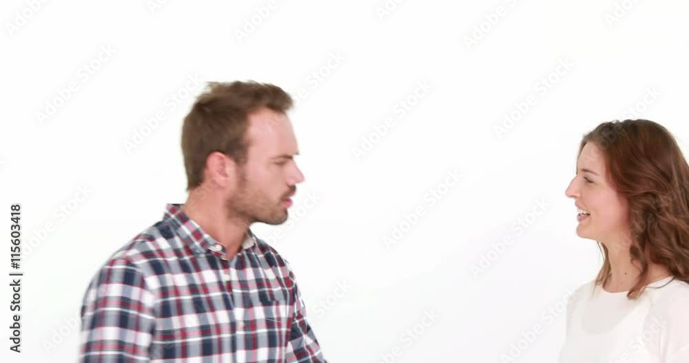 Couple having an argument on white background Couple having an argument on white background