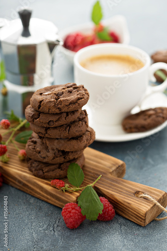 Chocolate cookies with coffee