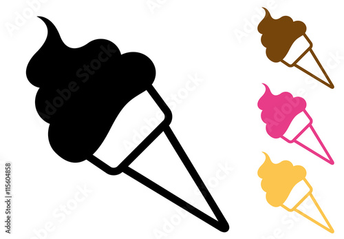 Icono plano cono de helado varios colores