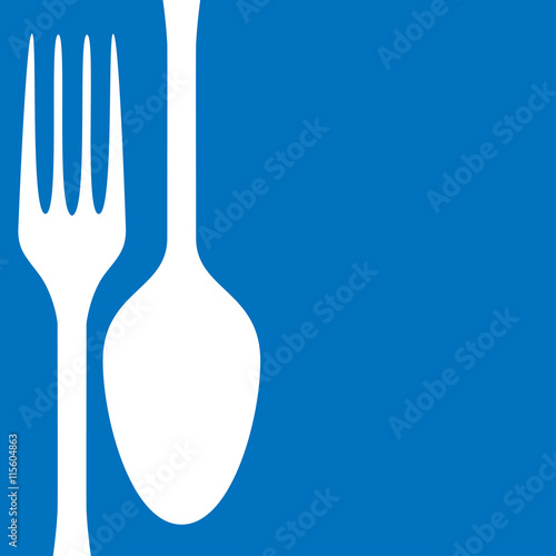 Icono plano cubiertos sobre fondo azul