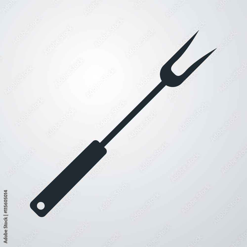 Icono plano tenedor de carne sobre fondo degradado gris Icono plano tenedor de carne sobre fondo degradado gris