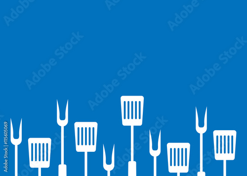 Icono plano utensilios de cocina sobre fondo degradado azul