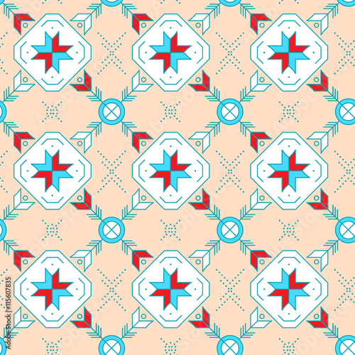 Geometric colored seamless pattern. Tribal indian ornaments..Vector illustration.