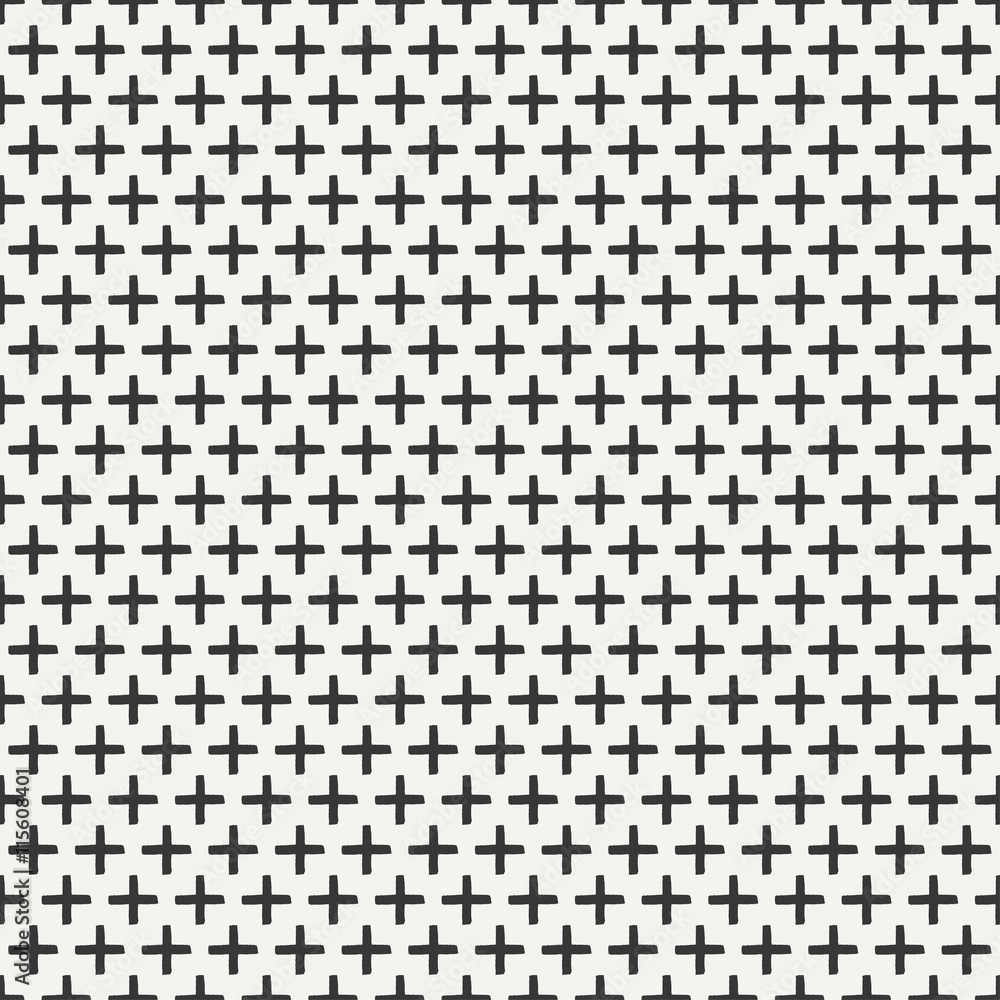 Hand drawn geometric seamless ink pattern with brush strokes. Wrapping paper. Abstract vector background. Round brush strokes. Texture with crosses or pluses. Dry brush. Rough edges ink illustration. Hand drawn geometric seamless ink pattern with brush strokes. Wrapping paper. Abstract vector background. Round brush strokes. Texture with crosses or pluses. Dry brush. Rough edges ink illustration.
