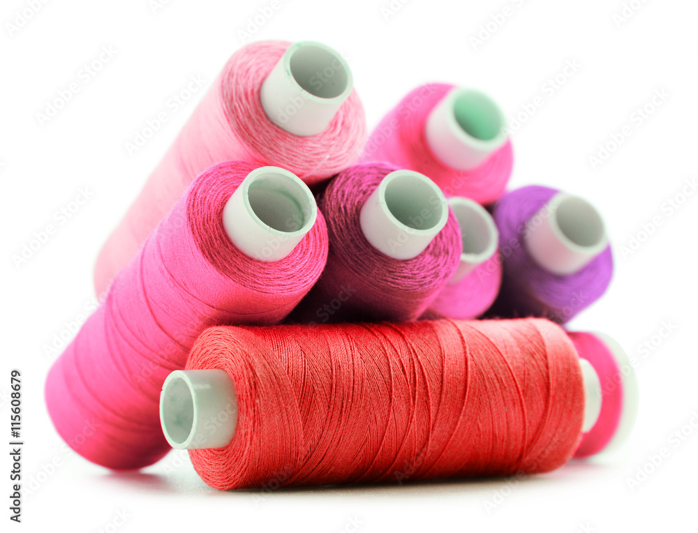 Composition with tailor threads isolated on white Composition with tailor threads isolated on white