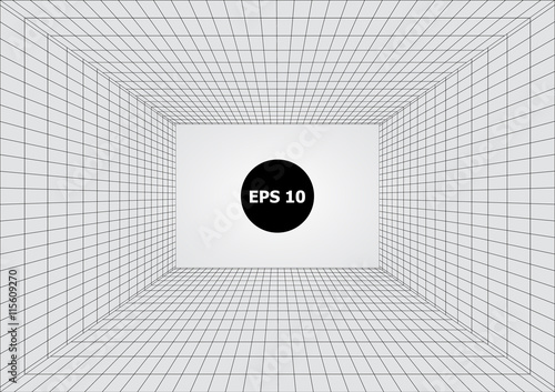 Vector tunnel perspective grid. Construction vector background.