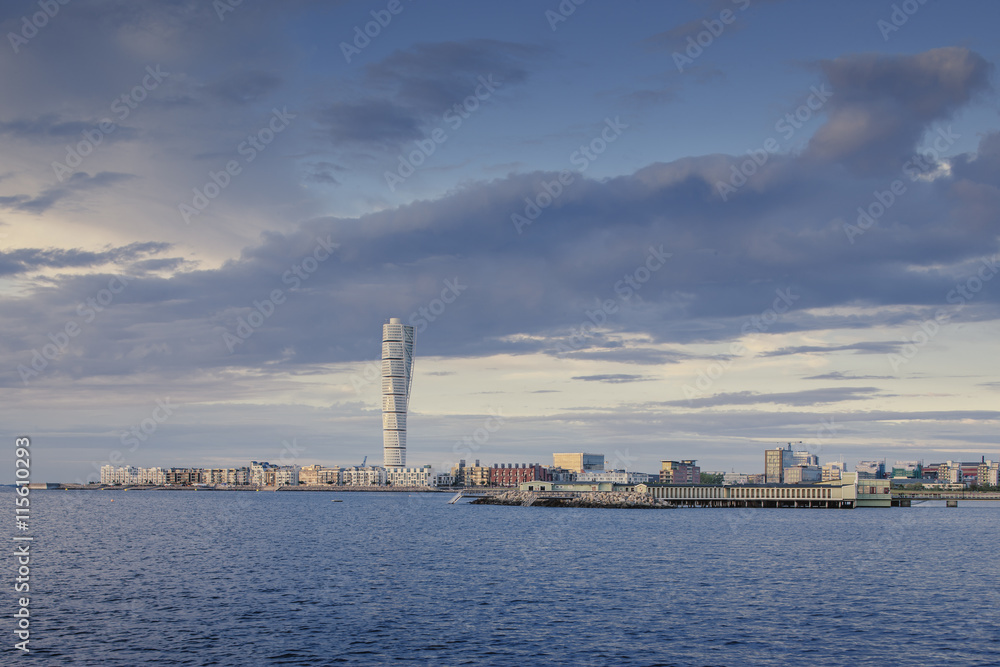 Sweden, Skane, Malmo, Vastra Hamnen, Buildings by sea Sweden, Skane, Malmo, Vastra Hamnen, Buildings by sea