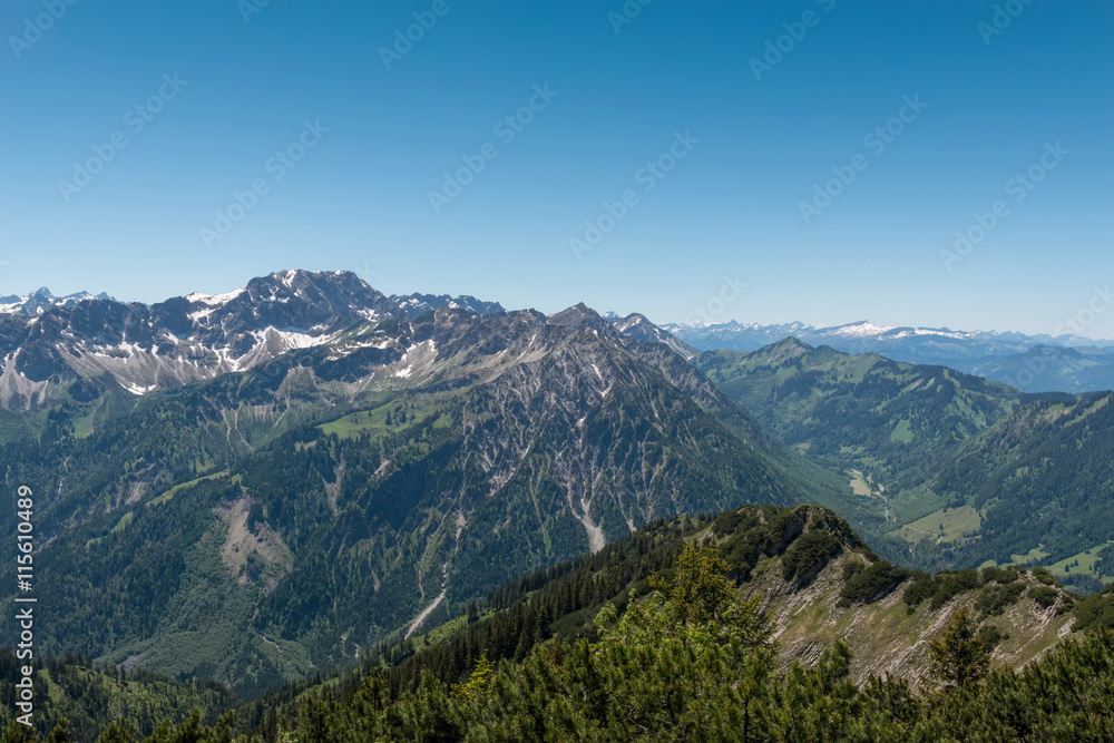 View from Iseler Moutain towards the Alps, Germany