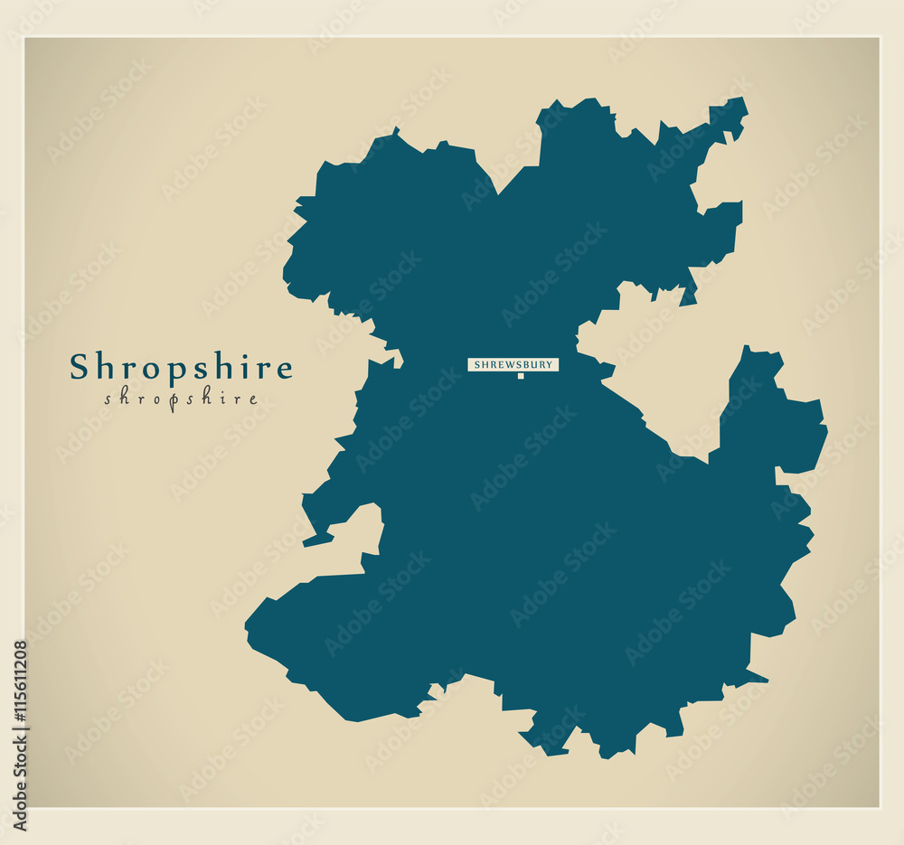 Modern Map - Shropshire unitary authority England UK