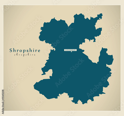 Modern Map - Shropshire unitary authority England UK