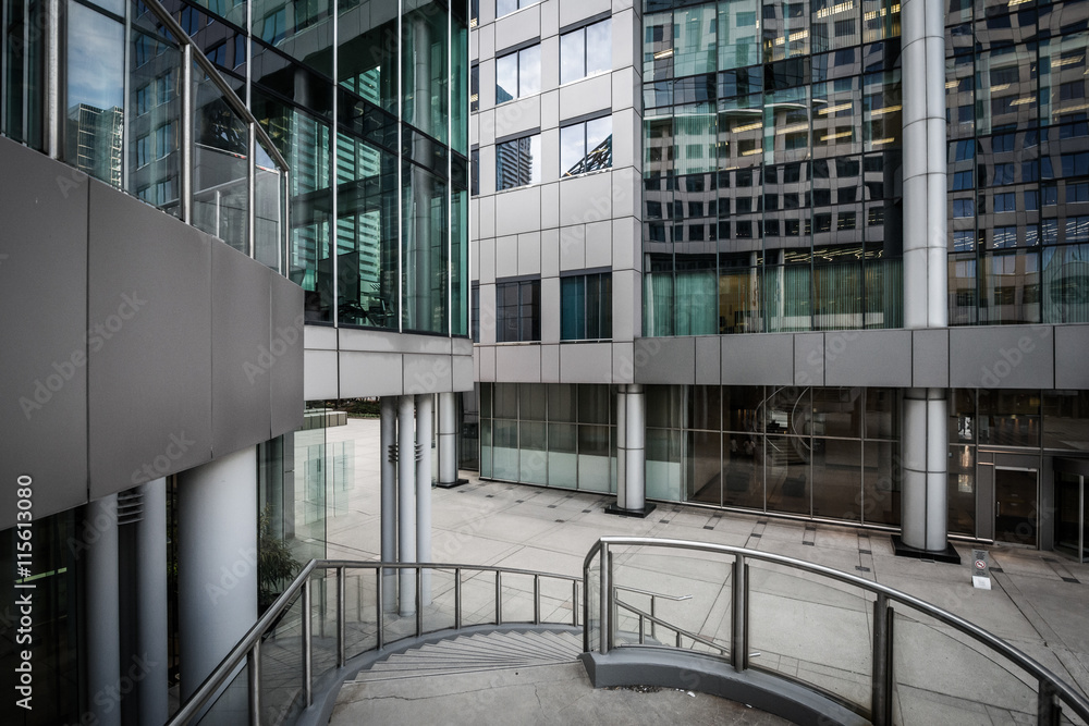 Fototapeta premium Stairs and modern architecture at David Pecaut Square, in downto