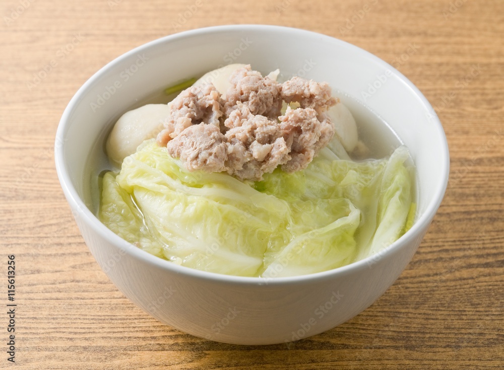 Lettuce Soup with Minced Pork and Fish Meat Ball Lettuce Soup with Minced Pork and Fish Meat Ball