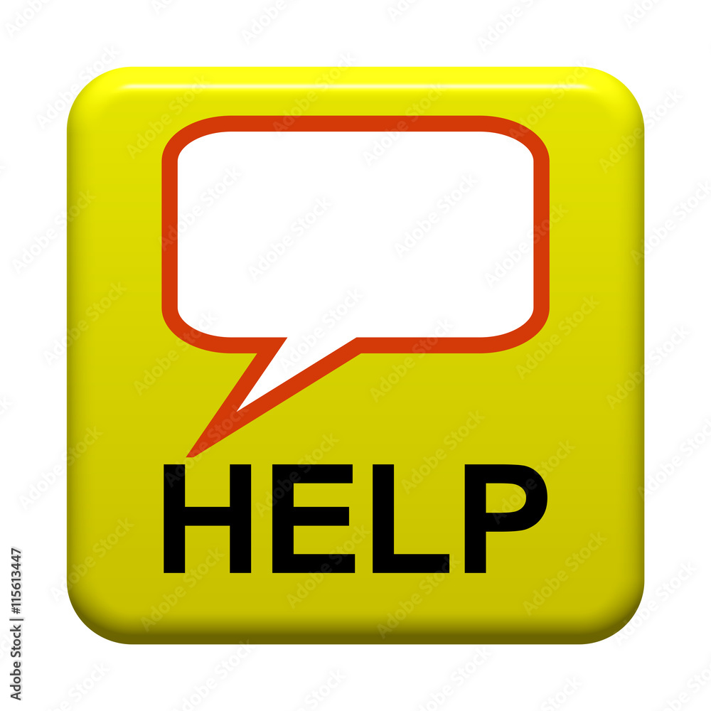 Gelber isolierter Button Help Gelber isolierter Button Help