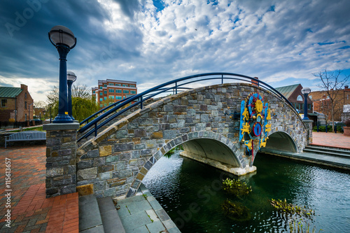 Stone bridge over Carroll Creek, in Frederick, Maryland. photo
