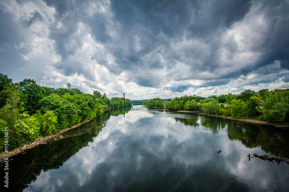Storm clouds over the Merrimack River,  in Manchester, New Hamps