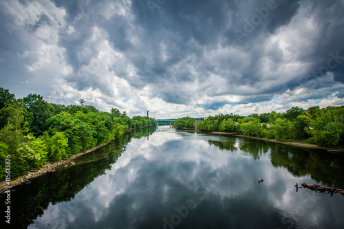 Storm clouds over the Merrimack River   in Manchester  New Hamps