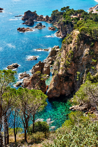 Rocky seaside with a turquoise bay. Costa Brava, Spain