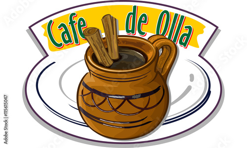 Mexican coffee - cafe de olla - vector