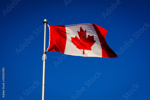 The Canadian Flag at Centre Island, in Toronto, Ontario.