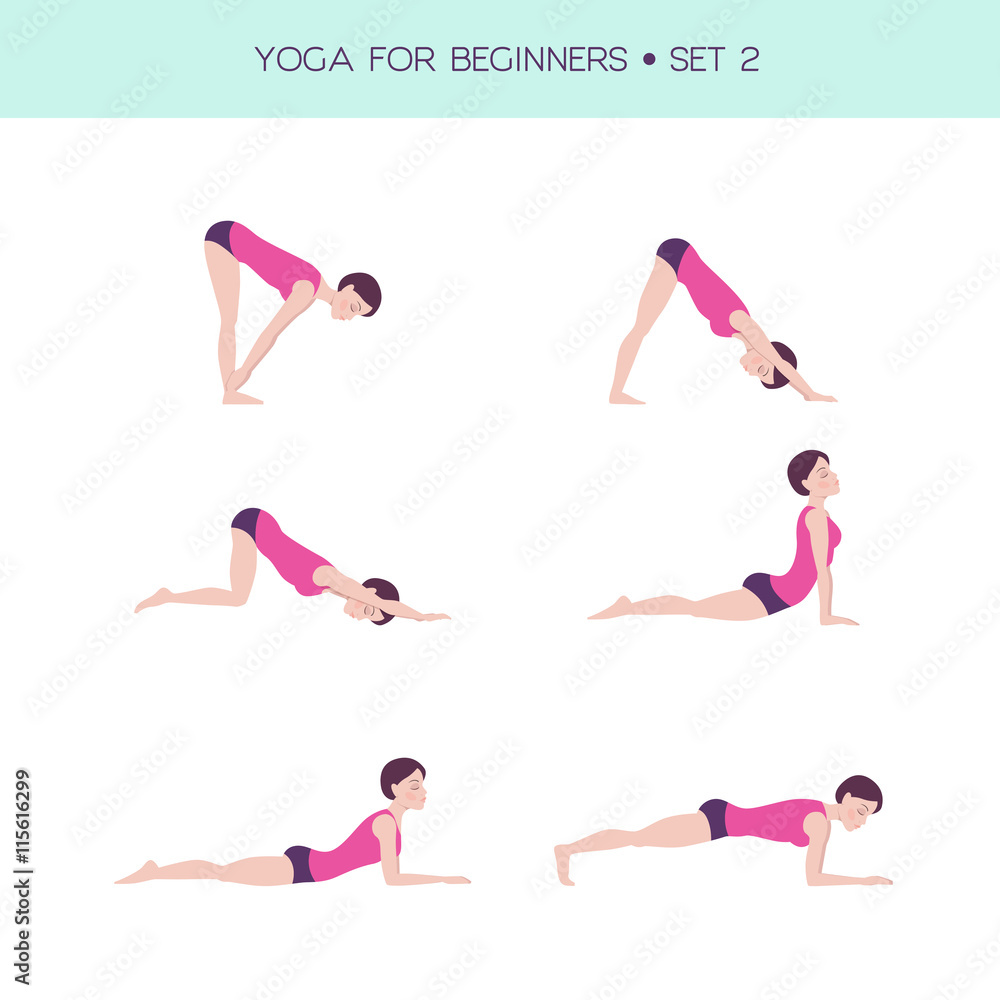 Yoga for beginners basic set Stock Vector