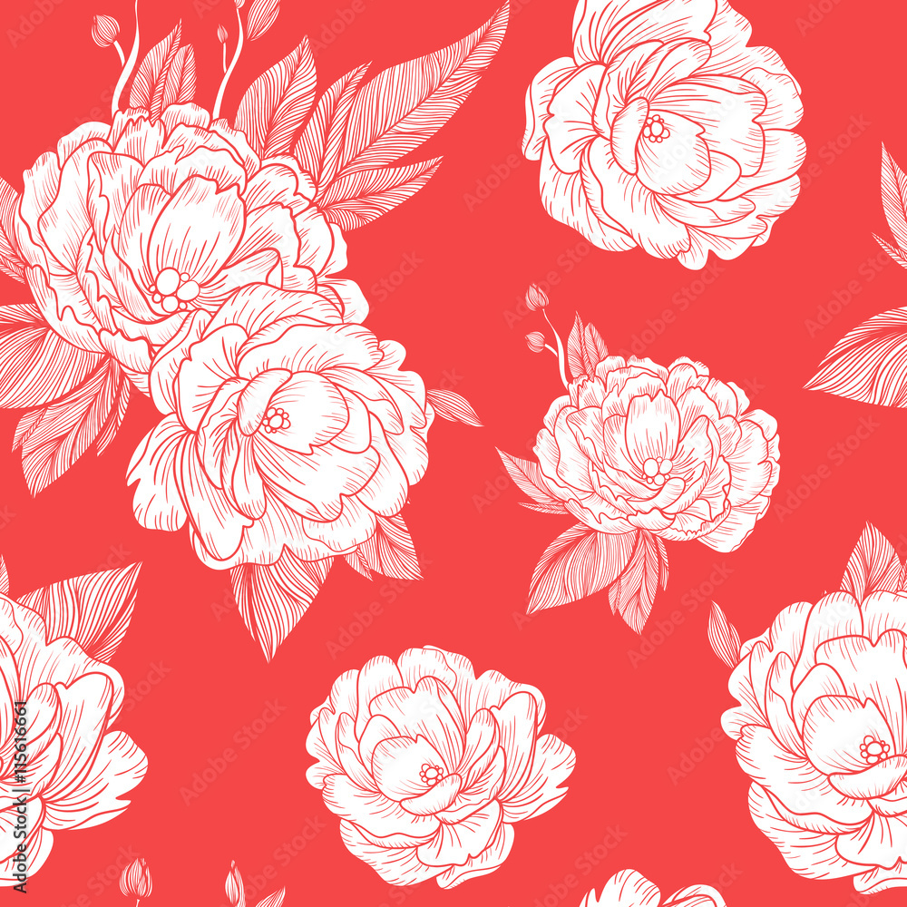 Peony bouquet background birthday card or invitation. seamless pattern Peony bouquet background birthday card or invitation. seamless pattern
