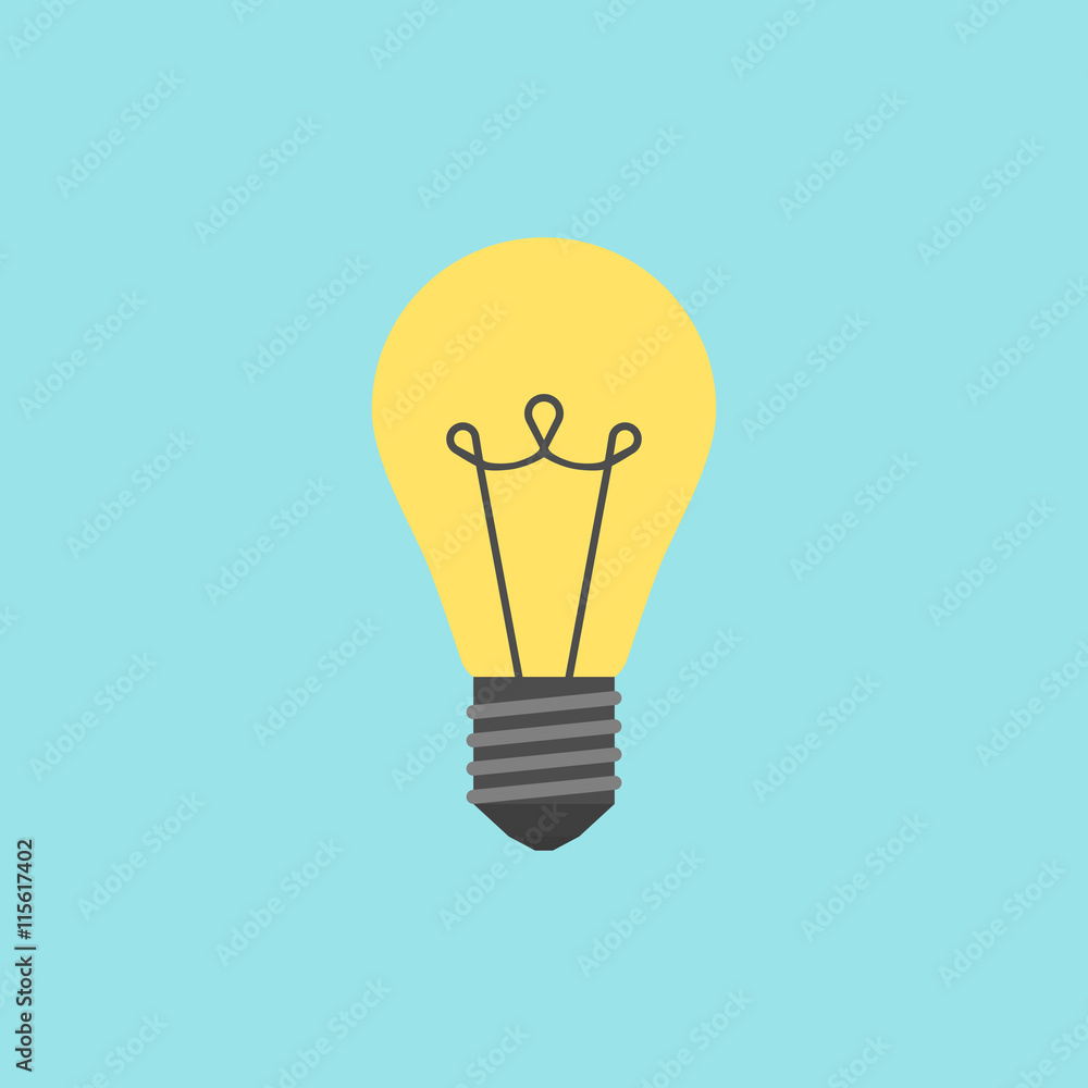 Yellow lightbulb on blue