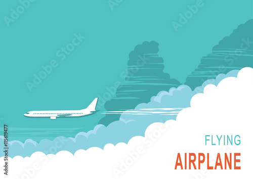 Aircraft and sky.Vector background illustration