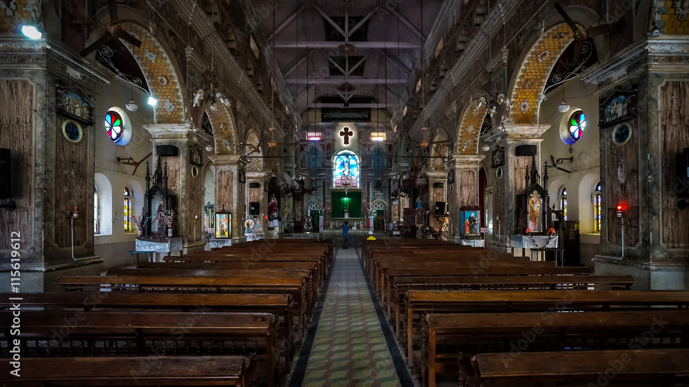 Interior of Santa Cruz Basilica in Kochi, India
