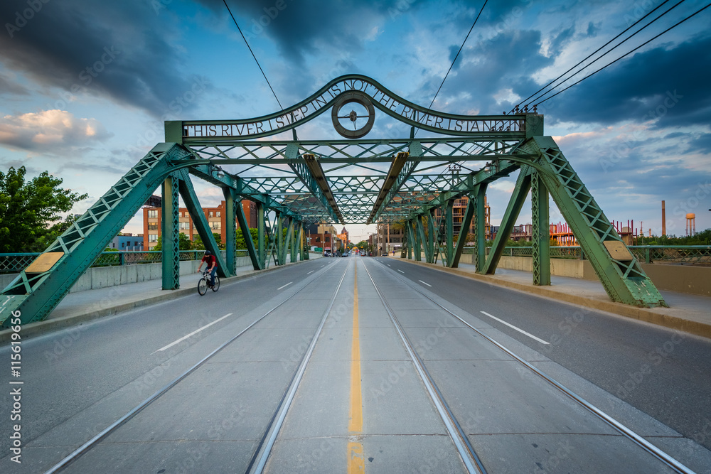 The Queen Street Bridge over the Lower Don River, in Toronto, On