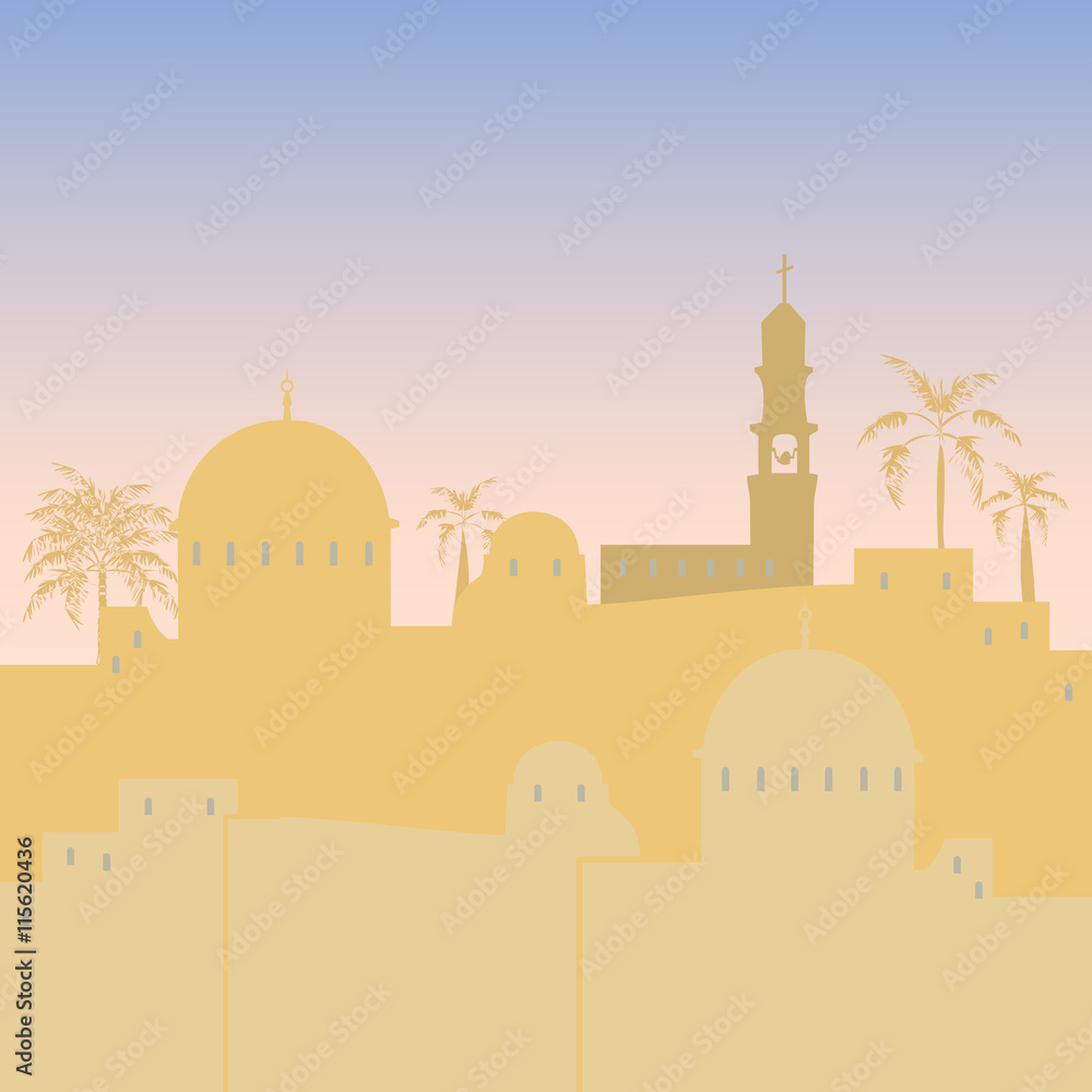 Jerusalem skyline silhouette flat design Stock Vector | Adobe Stock